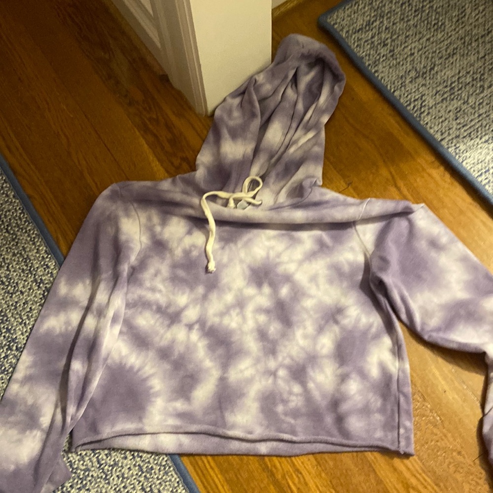 Boutique cropped tie die hoodie size small